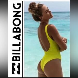 Vibrant Yellow One-Piece Swimsuit billabong scrunch green neon